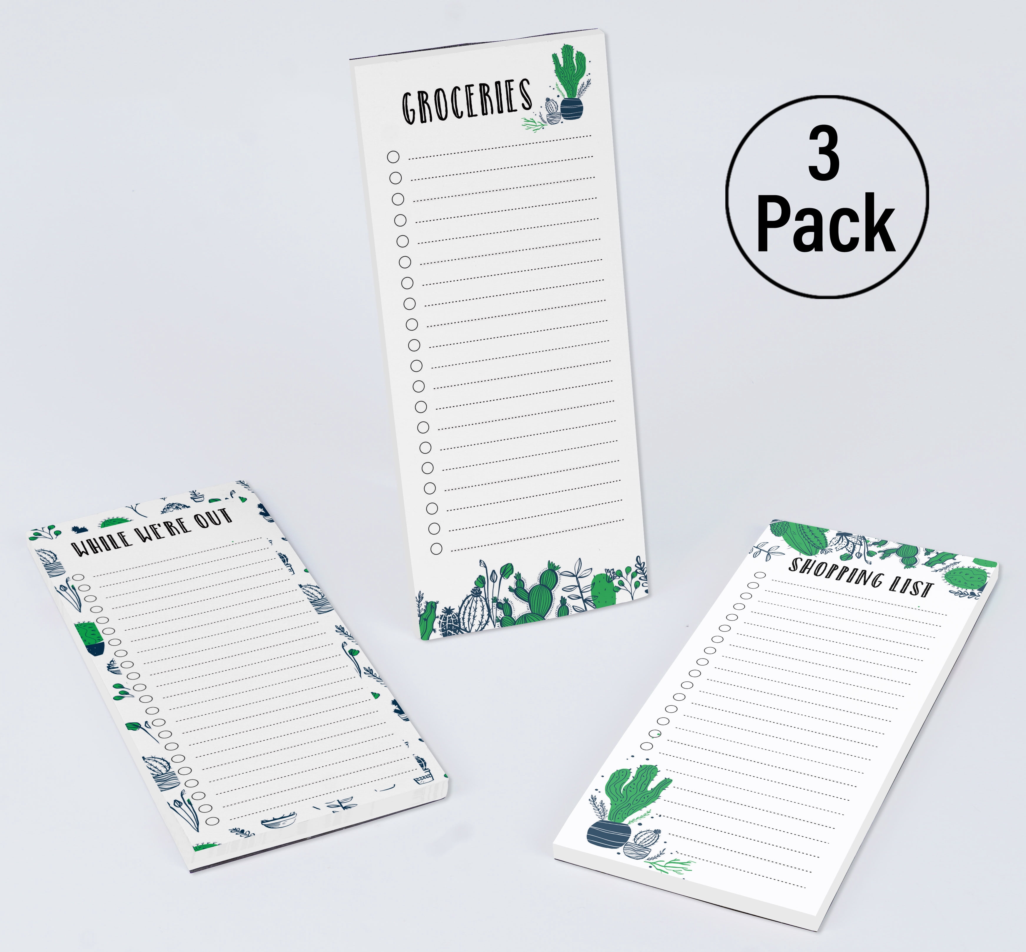 Inkdotpot Pack of 3 Magnetic Fridge To-Do List Notepads- Magnetic Memo Pads For Refrigerator-(50 Sheets Each)-LQ