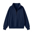 thumbnail image 6 of Yutgune Women's Quarter Zip Mock Neck Sweatshirt Oversized Long Sleeve Pullover Fall Outfits Lightweight Casual Top, 6 of 7