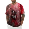 thumbnail image 1 of Camisas de Manga Larga para Hombres Imprimir Blusa de Manga Corta de Cuello Redondo, Camisas de Lino para Hombres, 1 of 3