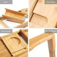 thumbnail image 2 of Bathtub Storage Tray Bamboo Spa Bathtub Storage Box Book Shape Wine Rack Non-slip Bottom Retractable Sides Foldable Legs, 2 of 8