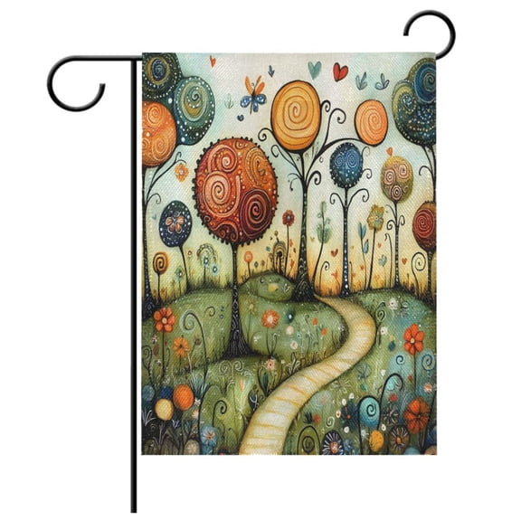 Ryvnso Cute Forest Landscape Pattern Garden Flag 12x18 Inch Double Sided Seasonal Yard Decoration