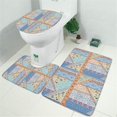 thumbnail image 2 of Multicolor Ethnic Striped Pattern Bathroom Rugs Sets 3 Piece,Toilet Cover Set,Absorbent Non Slip Bathroom Mats Sets with U-Shaped Contour Rug Toilet Rug Set, 2 of 5