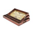 thumbnail image 2 of Set Of 3 Vintage Map And Wood Veneer Topped Storage Trays, 2 of 6