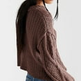 thumbnail image 5 of Women'S Oversized Fall Sweaters Casual Long Sleeve Crewneck Chunky Cable Knit Pullover Tops Winter Clothes Red-Brown L, 5 of 9