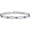 thumbnail image 3 of Sterling Silver Ss Rhod-Plated 5Mm 3.42Am Amethyst Paperclip Chain Bracelet (Width 4.91) (Length 7.5) - Jbsp, 3 of 5