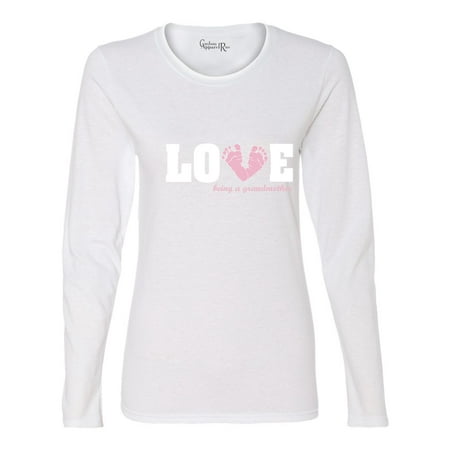 Feet Long Sleeve - Love Being a Grandmother Baby Pink Feet Womens Graphic Tees Long Sleeve Tee
