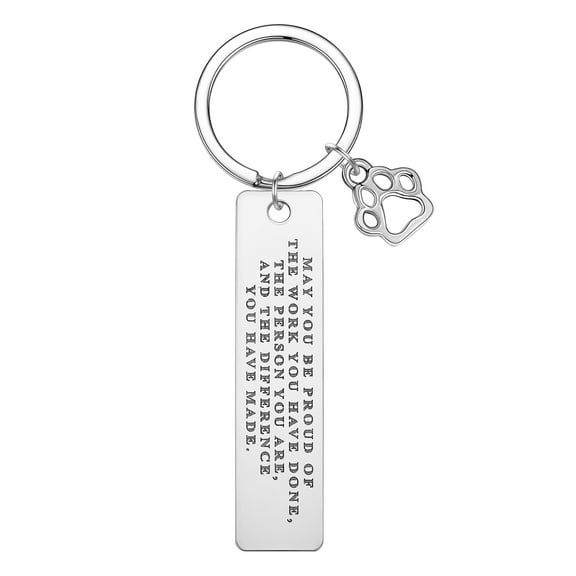 Stainless Steel May You Be Pround Of The Work You Have Done Key Chain Cute Dog Paw Key Ring Car Accessories Gift Ornaments
