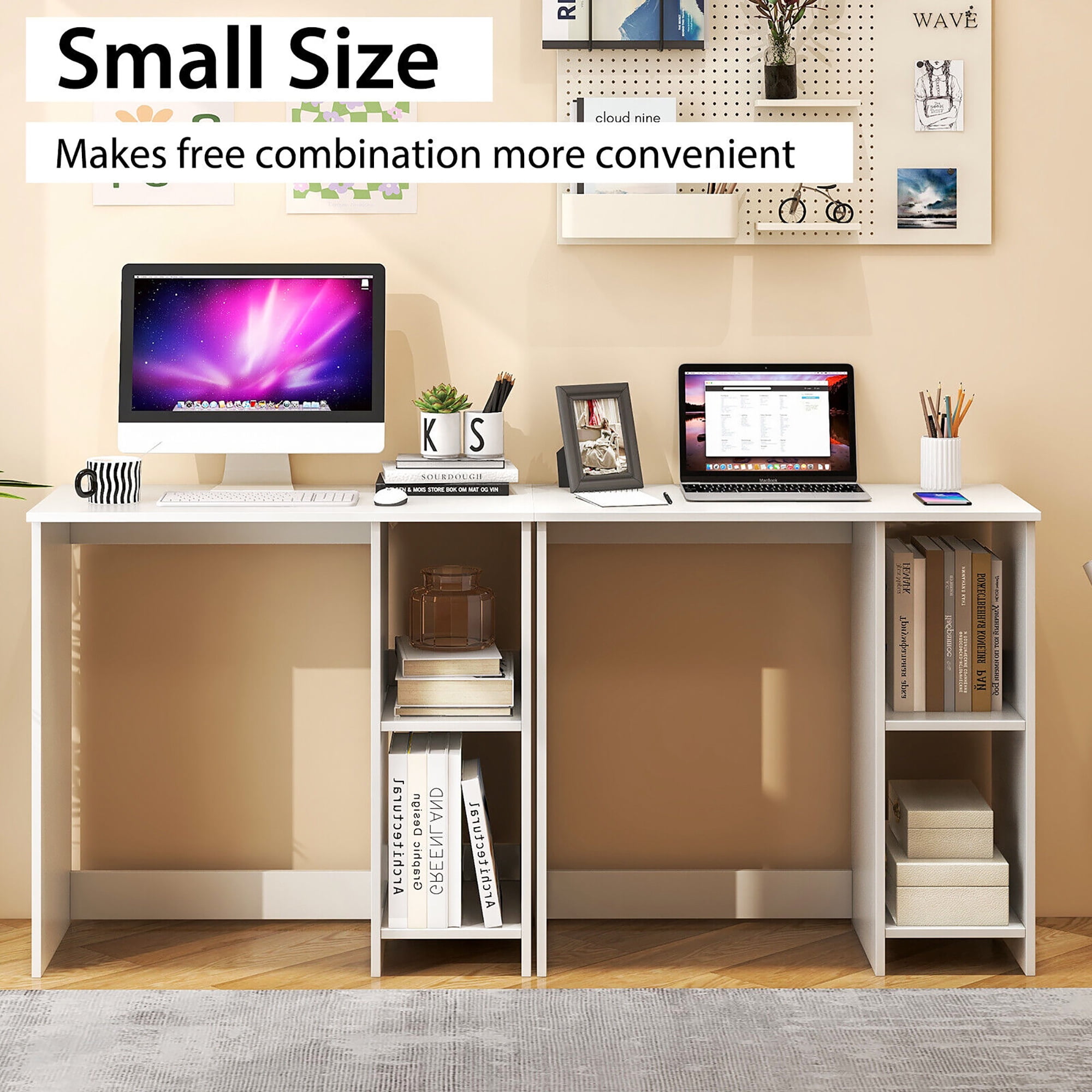 Gymax 31.5'' Small Computer Desk Home Office Study Writing Desk with 2 Compartments
