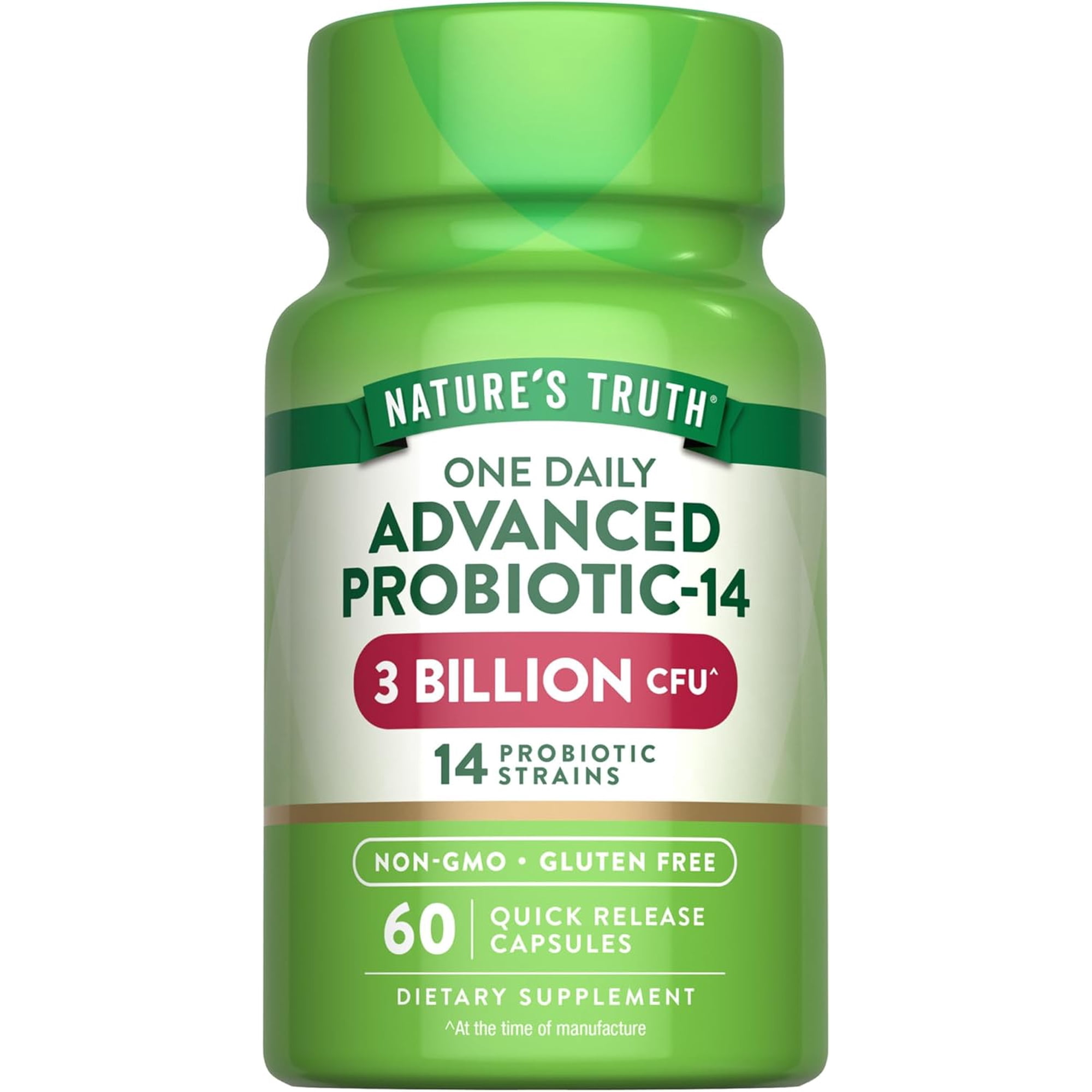 Probiotics For Men and Women | 3 Billion CFU | 60 Capsules | 14 Strains | Non-GMO & Gluten Free | by Nature's Truth
