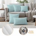 thumbnail image 6 of Teal Rustic Outdoor Waterproof Pillow Covers, Vintage Farmhouse Aqua Solid Color Decorative Square Throw Pillowcase Sofa Cushion Sham for Patio/Couch/Chair, 26"x26" 2 Pack, 6 of 8