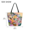 thumbnail image 5 of FORMRS Womens Canvas Tote Bag with Zipper Inner Pocket Shoulder Handbag, Purple Cityscape Painting, 5 of 7