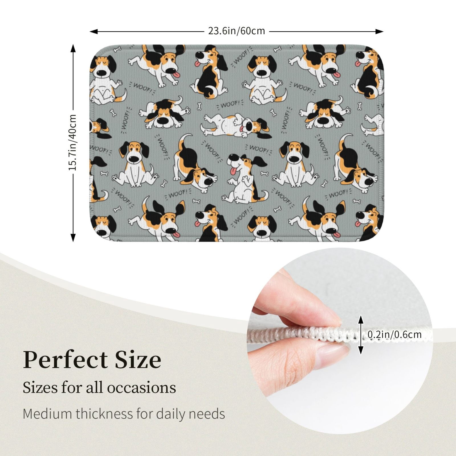 Vsdgher Funny Beagle Active Dog Hem Mat 40x60 - Multipurpose Doormat for Indoor & Outdoor Use - Welcome Your Guests with our Entrance Mat