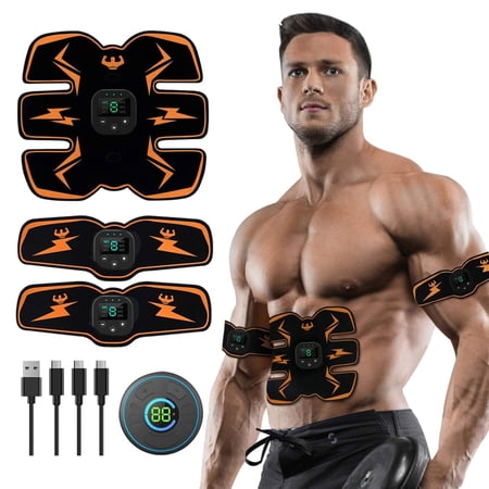 Electronic Muscle Stimulator, Abs Stimulator, EMS Abdominal Muscle Stimulator,Muscle Trainer,USB Rechargeable Gear for Abdomen/Arm/Leg, Ab Stimulator Equipment for Men Women,12 Free Gel Pads
