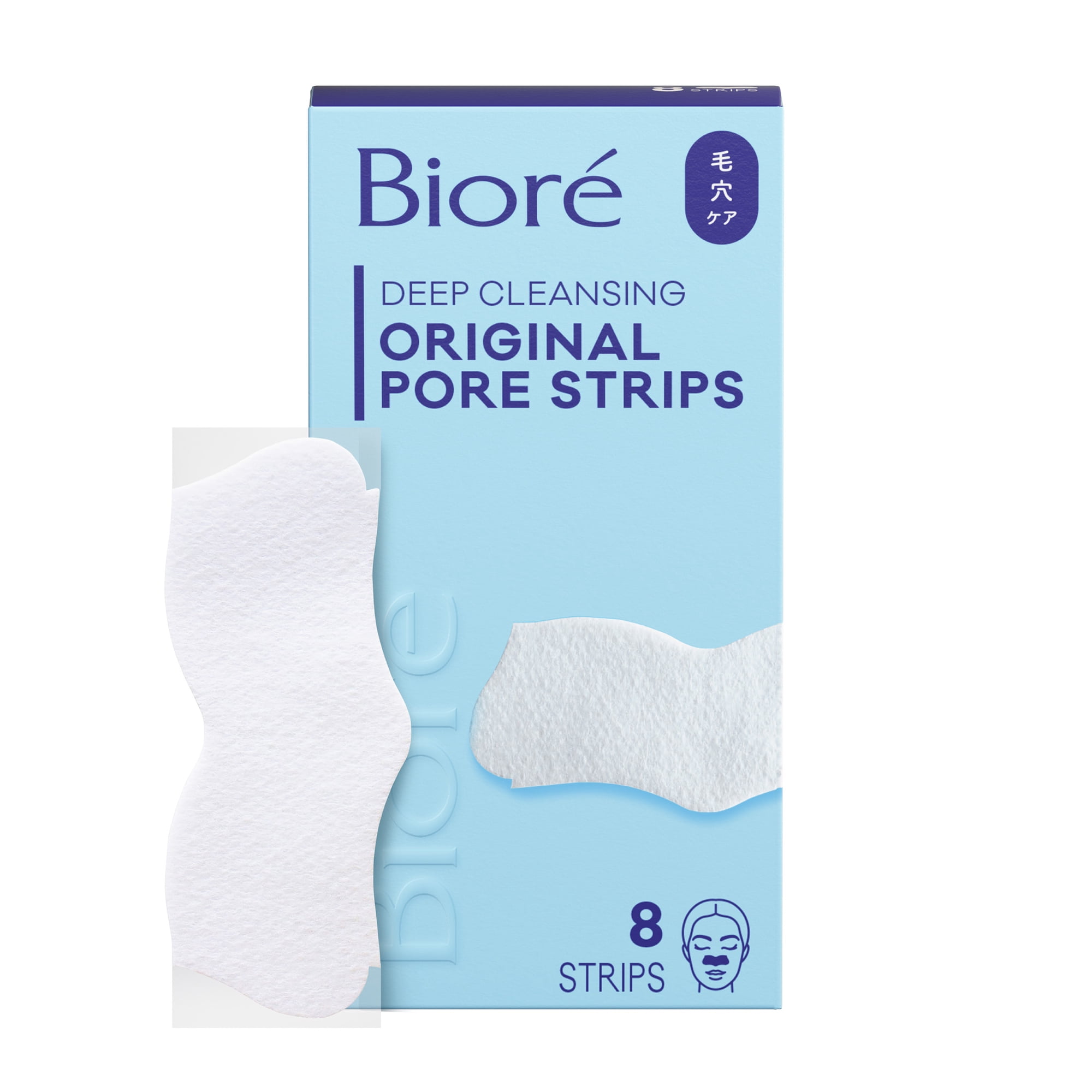 Biore Deep Cleansing Pore Strips, Original, Blackhead Remover Strips for Skin Care, Oil Free, 8 Ct