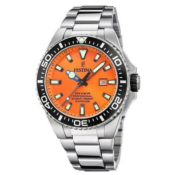 Festina Diver Stainless Steel Orange Dial Quartz F20663-4 200M Men's Watch