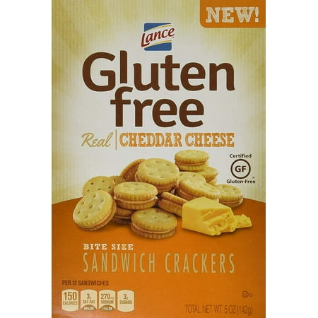 Gluten Free Cheddar Bite Sized Sandwich Snack Crackers 5 Oz Box [4 Pack]