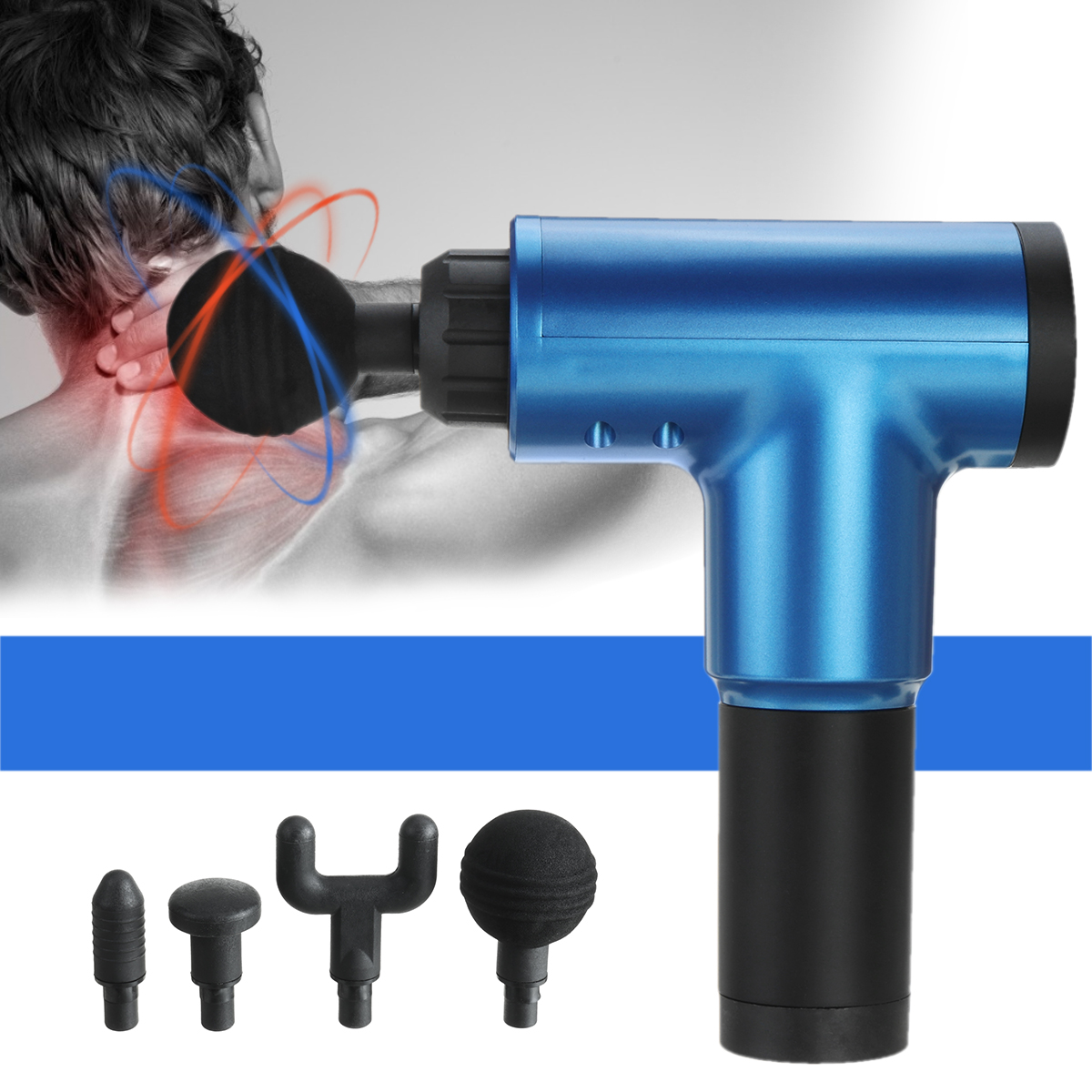 3600R/MIN Handheld Massage Gun + 4 Massage Heads ,6 Levels Adjustable
