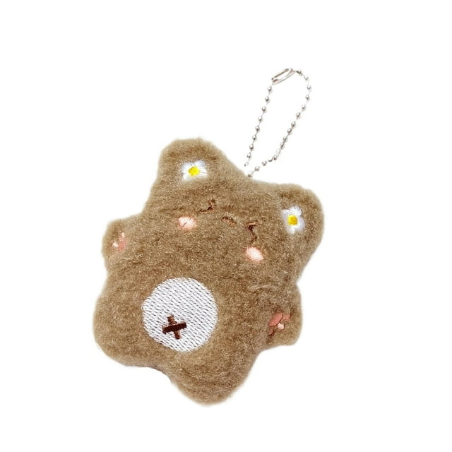 Llavero de peluche para mujeres y niñas, adorable muñeco de peluche, llavero con chirriador. Marrón