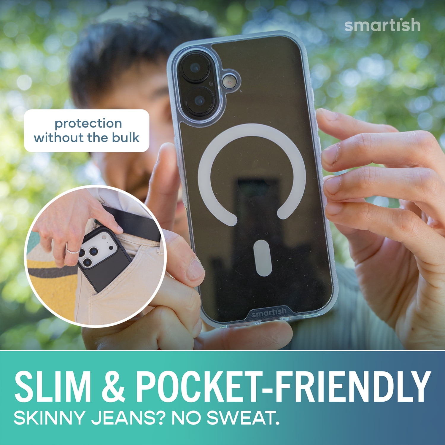 Smartish® iPhone 17 MagSafe Clear Case - Gripmunk Magnetic Slim Case [Lightweight + Protective] Anti-Yellowing Thin Grip Clear Cover for Apple iPhone 17 - Clearly Clear
