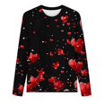 thumbnail image 4 of Valentines Day Long Sleeve Shirts for Womens Cute Heart Print Basic Tee Classic Crewneck Blouse Top, 4 of 4