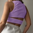 thumbnail image 4 of Womens Summer Halter Tops Cutout Sleeveless Crewneck Racerback Ribbed Knitted Crop Tank Top, 4 of 7