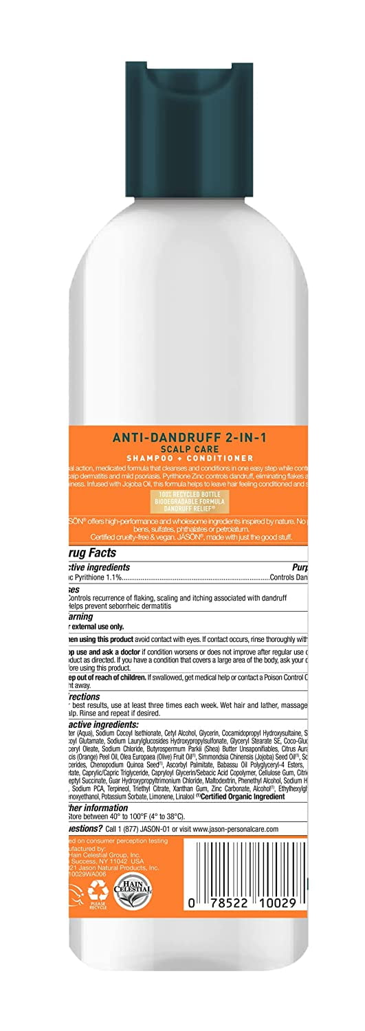 Jason Natural, Dandruff Relief Treatment, 2 in 1, Shampoo + Conditioner, 12 fl oz Pack of 3
