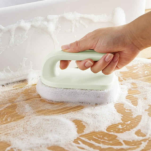 Cepillo de esponja espesa para fregar cocina y baño | Limpieza fácil de ollas, fregaderos, azulejos y vidrio | Fregador duradero con mango