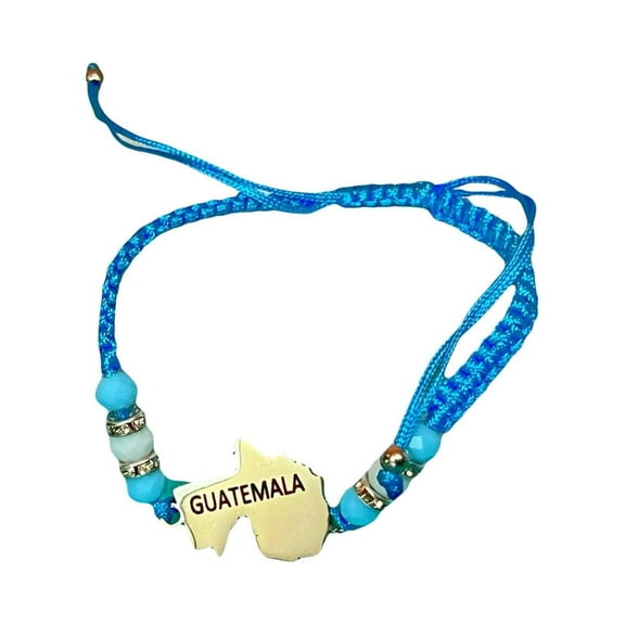 Guatemalan Bracelet with Country Map – Adjustable Unisex Guatemala Wristband for Men and Women - 3Pcs (2 Blue 1 White)
