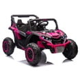 thumbnail image 6 of 24V Two-Seater Ride On UTV W/Parents Remote Control,Four-Wheel Suspension,Slow Start,Large wheel design,Anti-collision bar,Storage space,Music,USB,Bluetooth,Volume control,LED lights for 3+., 6 of 6