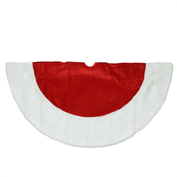 Northlight Traditional Velveteen Christmas Tree Skirt - 26" - Red and White