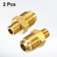 thumbnail image 3 of Uxcell 2pcs Acoplador de tubo de latón de flare 3/8" OD x 1/8" NPT macho adaptador de gas de media unión, 3 of 6