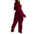 thumbnail image 6 of DDAPJ pyju Women's 2 Piece Outfits Casual Sweater Sets Cropped Knit Tops and High Waisted Pants Matching Set Tassels Y2K Tracksuits Wine XXL, 6 of 8