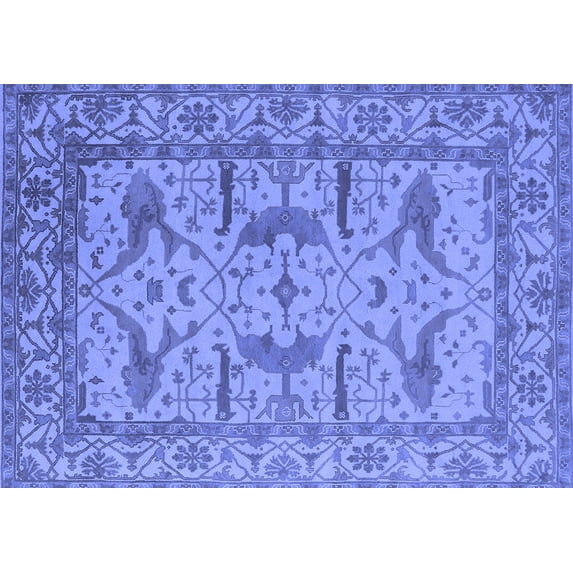 Ahgly Company Machine Washable Indoor Rectangle Oriental Blue Industrial Area Rugs, 2' x 3'