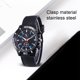 thumbnail image 5 of Hombre plástico espejo superficie reloj de cuarzo negocio deportes aleación carcasa reloj de pulsera de acero inoxidable accesorios de muñeca regalo azul seitruly AP004695-05, 5 of 7