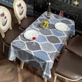 thumbnail image 4 of Blue Geometric Quatrefoil Pattern Rectangle Tablecloth 60"x102",Waterproof Polyester Rectangle Table Cloth, Wipeable Spillproof Polyester Tablecloth for Dining, Camping, Indoor and Outdoor, 4 of 6