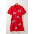 thumbnail image 6 of Casual Short Sleeve V Neck T-Shirt Dress with Puff Sleeves and Flag Design - [ZhiHiMeRi] | (US 4-6)S, 6 of 7
