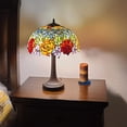 thumbnail image 2 of 23" Stained Glass Two Light Jeweled Flowery Accent Table Lamp, 2 of 5