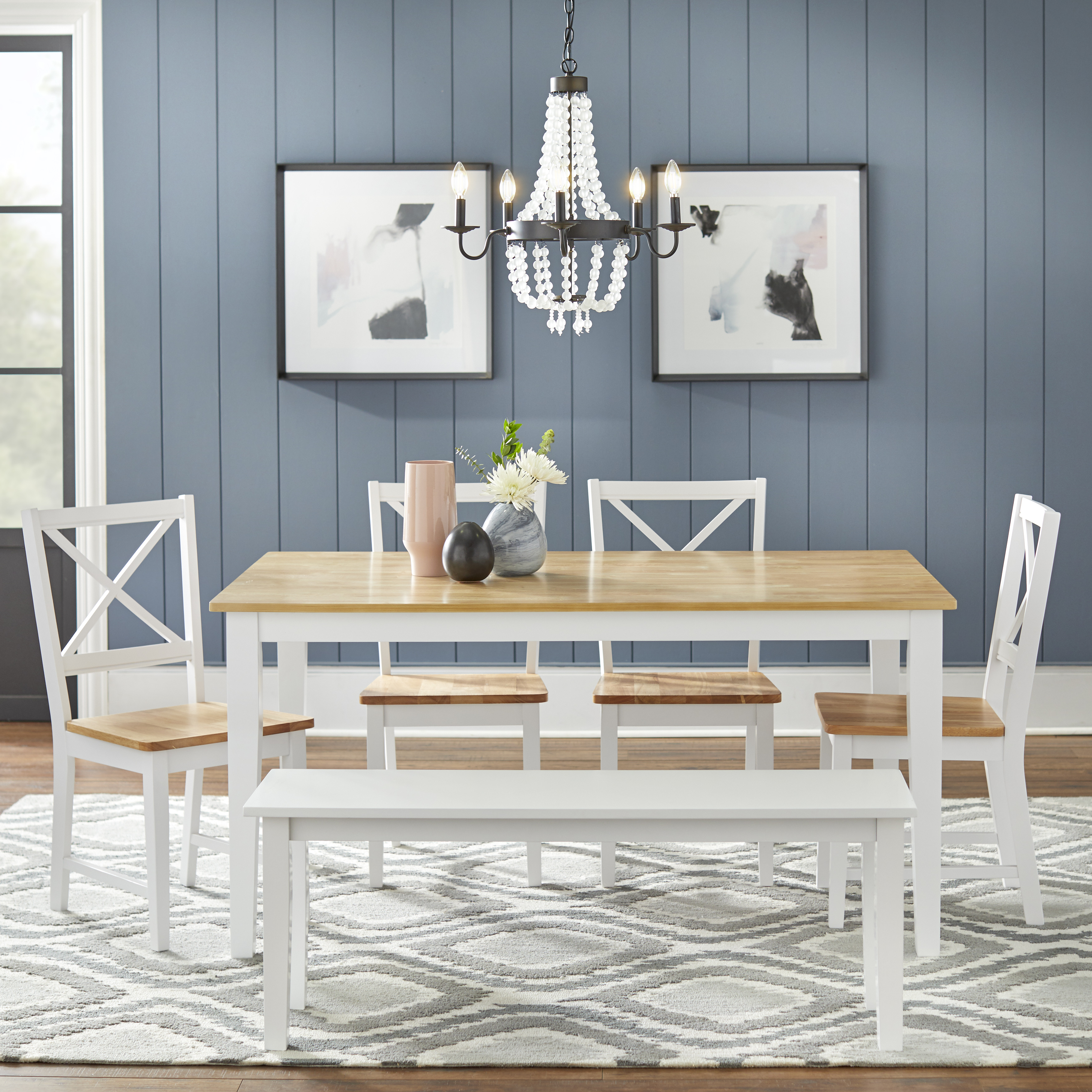 Tms Virginia Cross-Back Dining Chairs, Set of 2, White/Natural photo 5