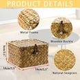 thumbnail image 2 of GoXteam Wicker Shelf Baskets with Lid, Handwoven Seagrass Storage Basket Bins Square Gift Boxes for Shelves Home Decor Organizer (Natural, Small), 2 of 7