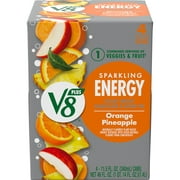 V8 +Energy Sparkling Orange Pineapple Juice Energy Drink, 11.5 fl oz Can, 4 Count