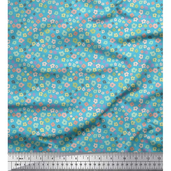 Soimoi Rayon Fabric Flower Artistic Print Fabric by Yard 56 Inch Wide