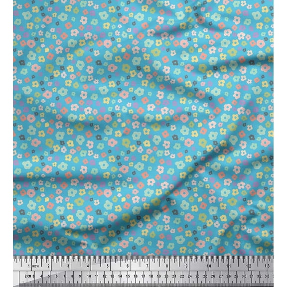 Soimoi Cotton Duck Fabric Flower Artistic Decor Fabric Printed Yard 42 Inch Wide