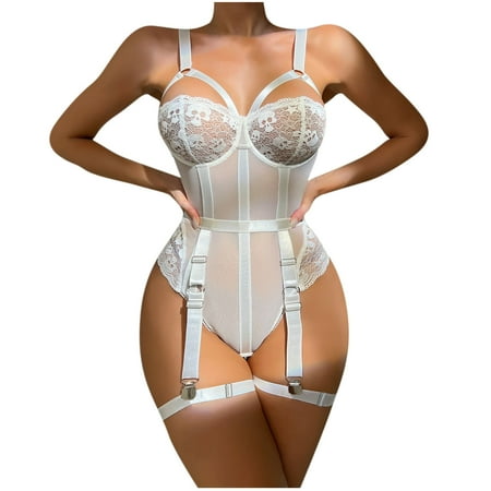 

REORIAFEE Women s Sexy Underwear Lingerie Trendy Sexy Lingerie Corset Lace Sexy Underwire Underwear Body Tops White M