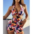 thumbnail image 2 of Traje de baño con anillo de una pieza Sin espalda Talle alto Cuello halter Corte ajustado Traje de baño con anillo de una pieza Estampado L, 2 of 6