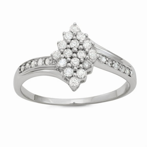 MyDiamondBox 1/3cttw Round Diamond Cluster Engagement Ring Crafted in 10KT White Gold For Women (5)