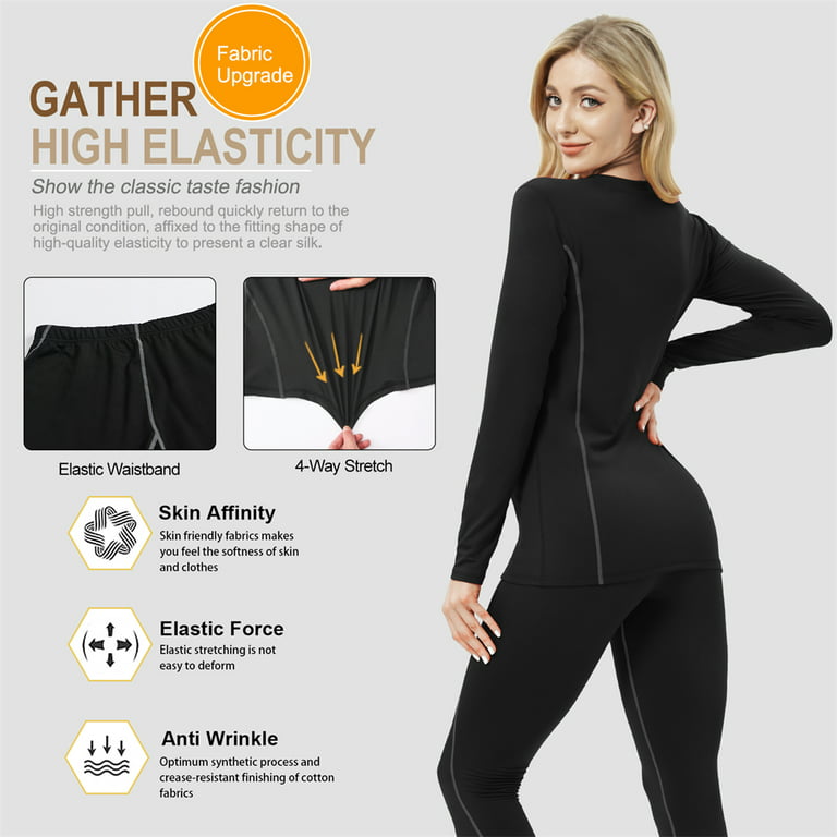MEETWEE Women Tracksuit Thermal Underwear Ski Base Layers Thermal Clothing  Set Quick Dry