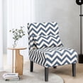 thumbnail image 4 of Costway Armless Accent Leisure Chair with Lumbar Pillow Blue Chevron, 4 of 10