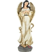 Northlight 13.5" Weathered "Peace and Love" Angel with Dove Outdoor Patio Garden Statue - Ivory
