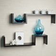 thumbnail image 2 of Danya B S Shape Wall Mount Floating Shelf - Set of 2 Shelves in Espresso Brown, 2 of 6