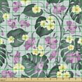 thumbnail image 2 of Ambesonne Floral Fabric by the Yard Upholstery, Design of Exotic Plantation, 10 Yards, Grey Teal Pale Fuchsia, 2 of 5